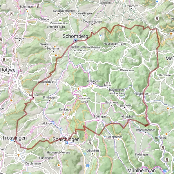 Map miniature of "Schwarzwald Gravel Adventure" cycling inspiration in Freiburg, Germany. Generated by Tarmacs.app cycling route planner