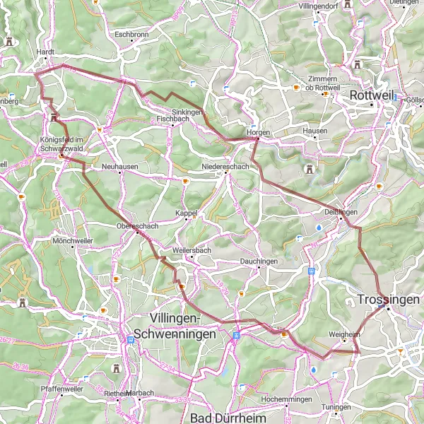Map miniature of "Scenic Black Forest Road Tour" cycling inspiration in Freiburg, Germany. Generated by Tarmacs.app cycling route planner