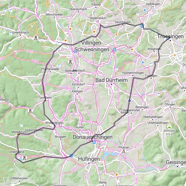 Karten-Miniaturansicht der Radinspiration "Schwarzwald und Donau" in Freiburg, Germany. Erstellt vom Tarmacs.app-Routenplaner für Radtouren