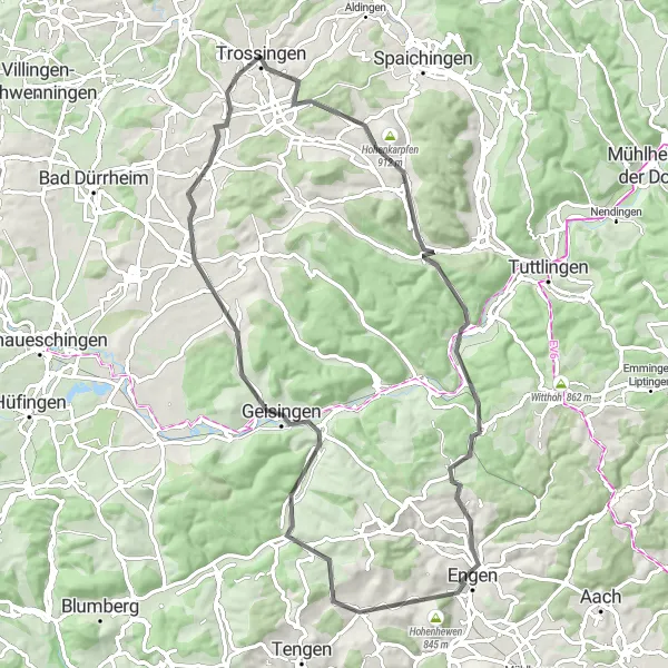 Karten-Miniaturansicht der Radinspiration "Den Blick vom Hohenkarpfen genießen" in Freiburg, Germany. Erstellt vom Tarmacs.app-Routenplaner für Radtouren