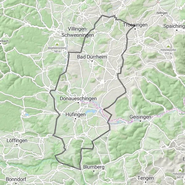 Map miniature of "The Road to Serenity" cycling inspiration in Freiburg, Germany. Generated by Tarmacs.app cycling route planner