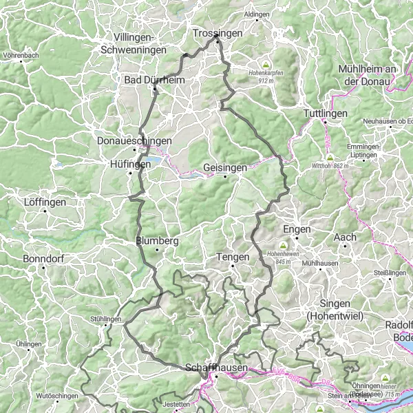 Map miniature of "Öfingen Loop" cycling inspiration in Freiburg, Germany. Generated by Tarmacs.app cycling route planner
