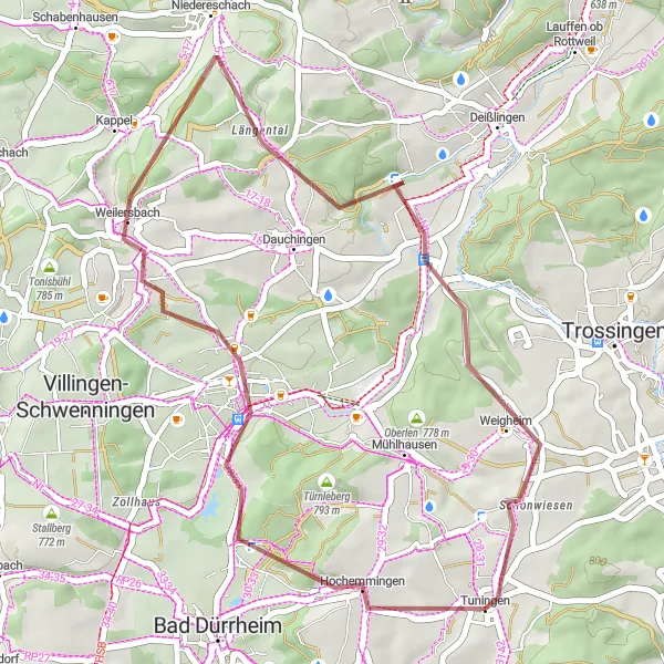 Karten-Miniaturansicht der Radinspiration "Graveltour durch Hochemmingen und Weigheim" in Freiburg, Germany. Erstellt vom Tarmacs.app-Routenplaner für Radtouren