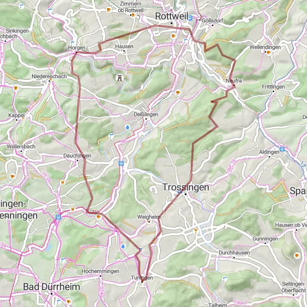 Map miniature of "In the Footsteps of History" cycling inspiration in Freiburg, Germany. Generated by Tarmacs.app cycling route planner