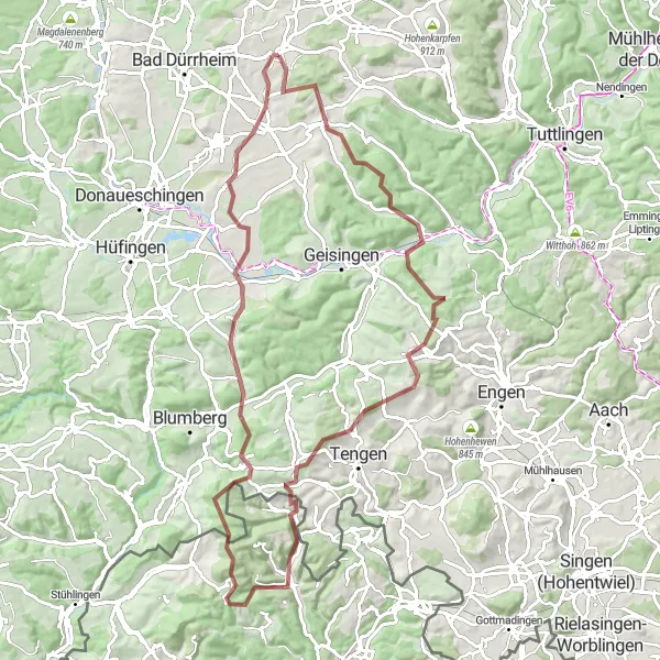 Map miniature of "Gravel Adventure" cycling inspiration in Freiburg, Germany. Generated by Tarmacs.app cycling route planner