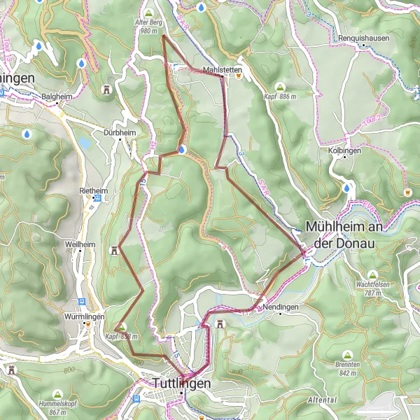 Map miniature of "The Hidden Gems of Mahlstetten" cycling inspiration in Freiburg, Germany. Generated by Tarmacs.app cycling route planner