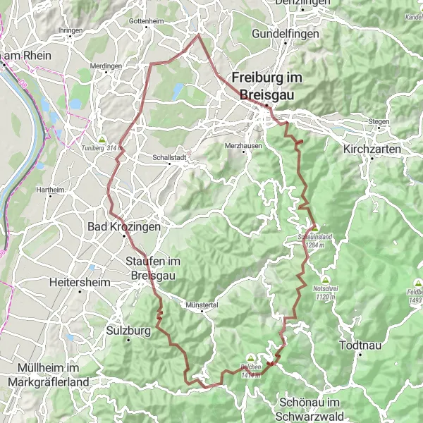 Karten-Miniaturansicht der Radinspiration "Abenteuer im Schwarzwald" in Freiburg, Germany. Erstellt vom Tarmacs.app-Routenplaner für Radtouren