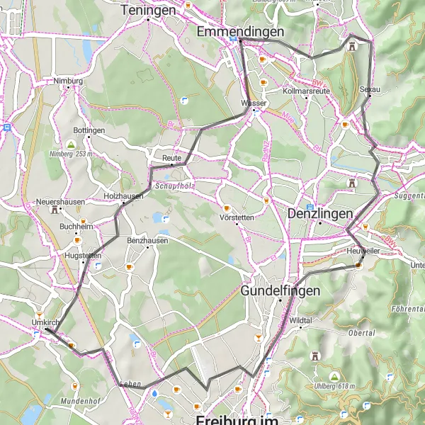Karten-Miniaturansicht der Radinspiration "Kultur und Natur entlang der Dreisam" in Freiburg, Germany. Erstellt vom Tarmacs.app-Routenplaner für Radtouren