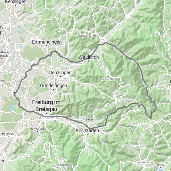 Karten-Miniaturansicht der Radinspiration "Höhen und Aussichten der Schwarzwald" in Freiburg, Germany. Erstellt vom Tarmacs.app-Routenplaner für Radtouren