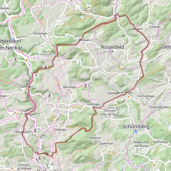 Map miniature of "Black Forest Hill Climber" cycling inspiration in Freiburg, Germany. Generated by Tarmacs.app cycling route planner