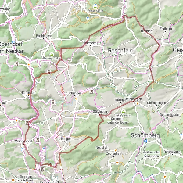 Karten-Miniaturansicht der Radinspiration "Gravel-Abenteuer durch den Schwarzwald" in Freiburg, Germany. Erstellt vom Tarmacs.app-Routenplaner für Radtouren