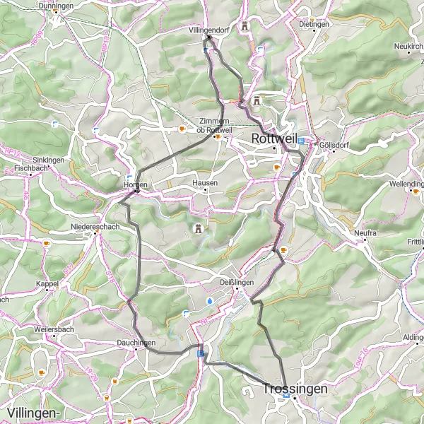 Map miniature of "The Scenic Loop" cycling inspiration in Freiburg, Germany. Generated by Tarmacs.app cycling route planner