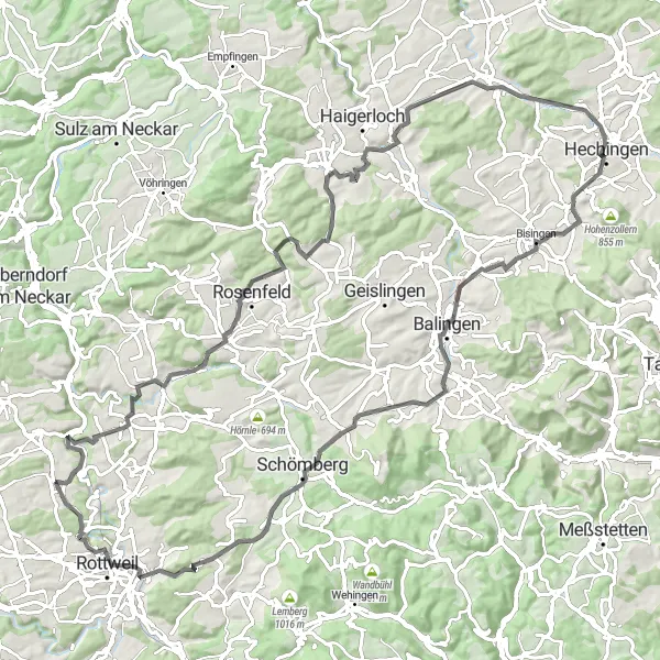 Map miniature of "Tour of the Black Forest" cycling inspiration in Freiburg, Germany. Generated by Tarmacs.app cycling route planner