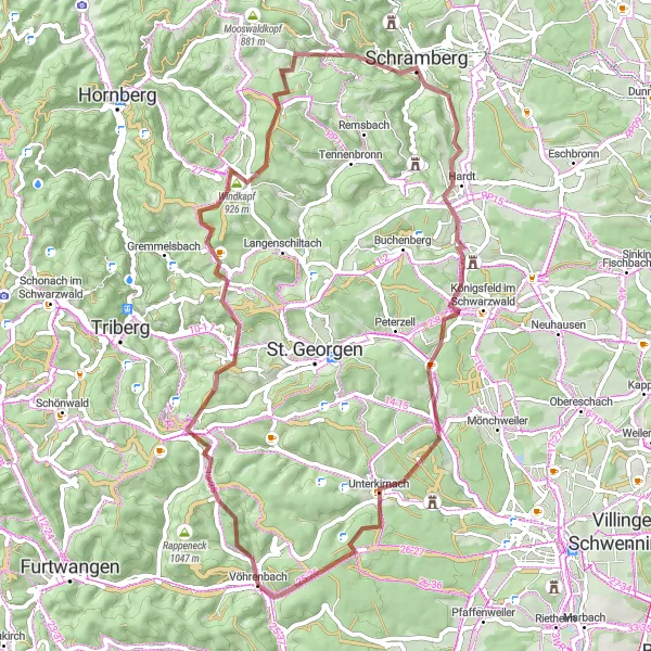 Karten-Miniaturansicht der Radinspiration "Gravel Tour durch Schwarzwaldhöhen" in Freiburg, Germany. Erstellt vom Tarmacs.app-Routenplaner für Radtouren