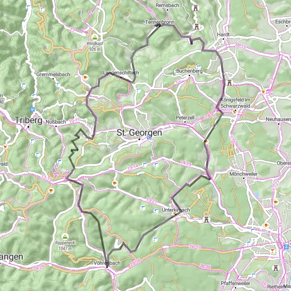 Karten-Miniaturansicht der Radinspiration "Rundtour durch Wald und Feld" in Freiburg, Germany. Erstellt vom Tarmacs.app-Routenplaner für Radtouren