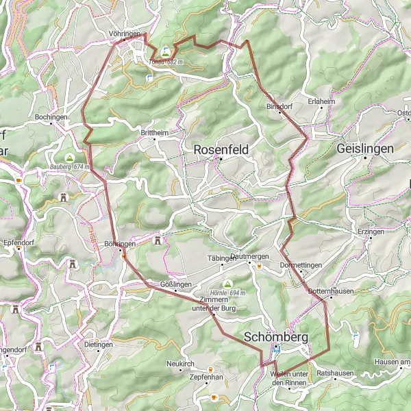 Karten-Miniaturansicht der Radinspiration "Weinberg und Binsdorf Gravel Tour" in Freiburg, Germany. Erstellt vom Tarmacs.app-Routenplaner für Radtouren