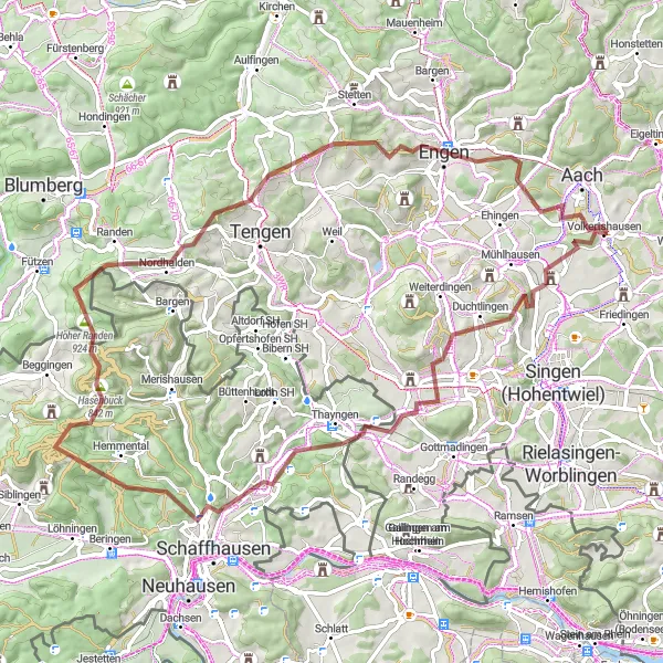 Map miniature of "Off the Beaten Path" cycling inspiration in Freiburg, Germany. Generated by Tarmacs.app cycling route planner