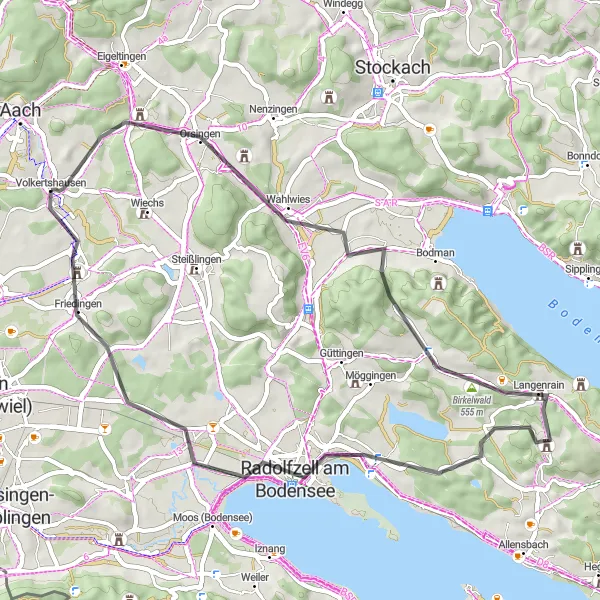 Map miniature of "Langenstein Loop" cycling inspiration in Freiburg, Germany. Generated by Tarmacs.app cycling route planner