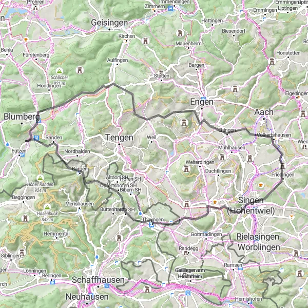 Map miniature of "The Classic Road Loop" cycling inspiration in Freiburg, Germany. Generated by Tarmacs.app cycling route planner