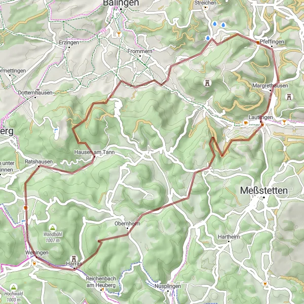 Map miniature of "Hausen am Tann to Obernheim Gravel Route" cycling inspiration in Freiburg, Germany. Generated by Tarmacs.app cycling route planner