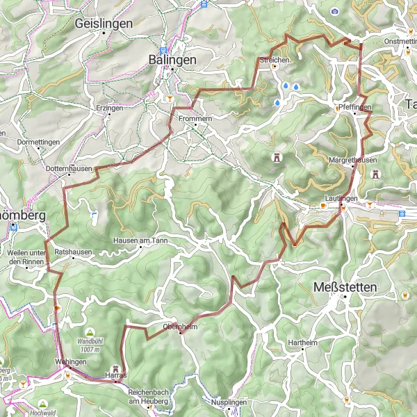 Map miniature of "Hohenzollern Castle Loop" cycling inspiration in Freiburg, Germany. Generated by Tarmacs.app cycling route planner
