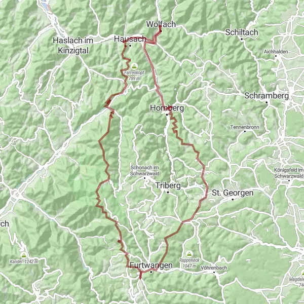 Karten-Miniaturansicht der Radinspiration "Die Burgen und Wälder-Route" in Freiburg, Germany. Erstellt vom Tarmacs.app-Routenplaner für Radtouren