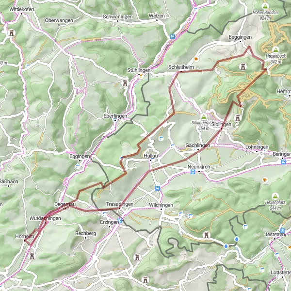 Map miniature of "Ofteringen Adventure" cycling inspiration in Freiburg, Germany. Generated by Tarmacs.app cycling route planner
