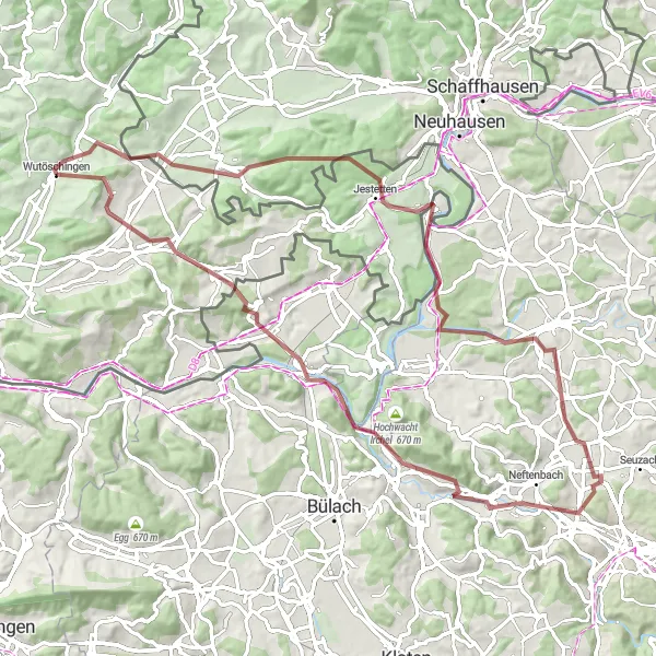 Map miniature of "Thurauen Challenge" cycling inspiration in Freiburg, Germany. Generated by Tarmacs.app cycling route planner