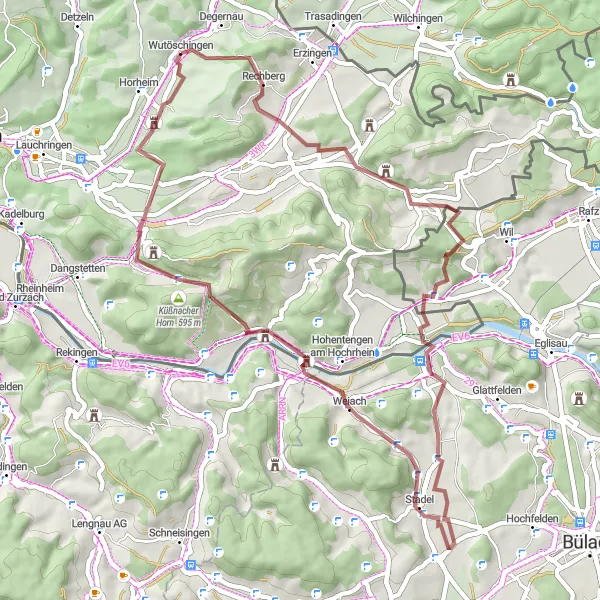 Map miniature of "The Horn Ride" cycling inspiration in Freiburg, Germany. Generated by Tarmacs.app cycling route planner