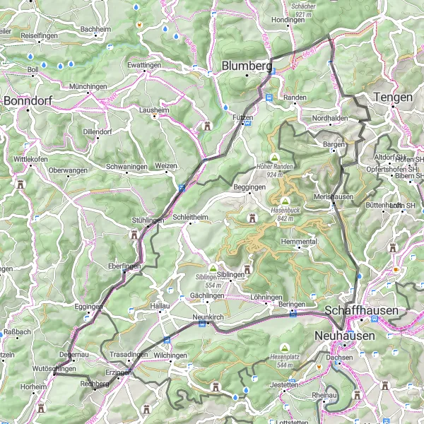 Map miniature of "Scenic Road Cycling Adventure through Northern Switzerland" cycling inspiration in Freiburg, Germany. Generated by Tarmacs.app cycling route planner
