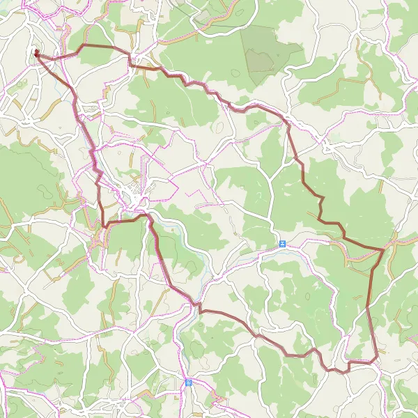 Map miniature of "Scenic Gravel Ride from Amöneburg" cycling inspiration in Gießen, Germany. Generated by Tarmacs.app cycling route planner