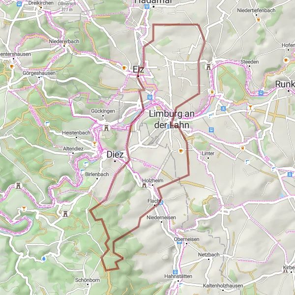 Karten-Miniaturansicht der Radinspiration "Entspannte Tour entlang der Lahn" in Gießen, Germany. Erstellt vom Tarmacs.app-Routenplaner für Radtouren
