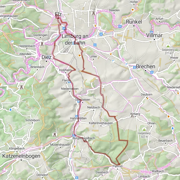 Karten-Miniaturansicht der Radinspiration "Gravel-Tour entlang der Lahn" in Gießen, Germany. Erstellt vom Tarmacs.app-Routenplaner für Radtouren