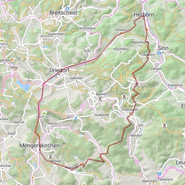 Karten-Miniaturansicht der Radinspiration "Panorama-Gravel-Tour durch malerische Landschaft" in Gießen, Germany. Erstellt vom Tarmacs.app-Routenplaner für Radtouren