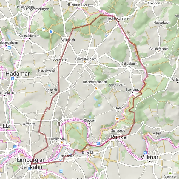 Map miniature of "Lahngravel Adventure" cycling inspiration in Gießen, Germany. Generated by Tarmacs.app cycling route planner