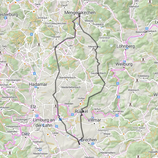 Karten-Miniaturansicht der Radinspiration "Kultur und Natur im Taunus erleben" in Gießen, Germany. Erstellt vom Tarmacs.app-Routenplaner für Radtouren