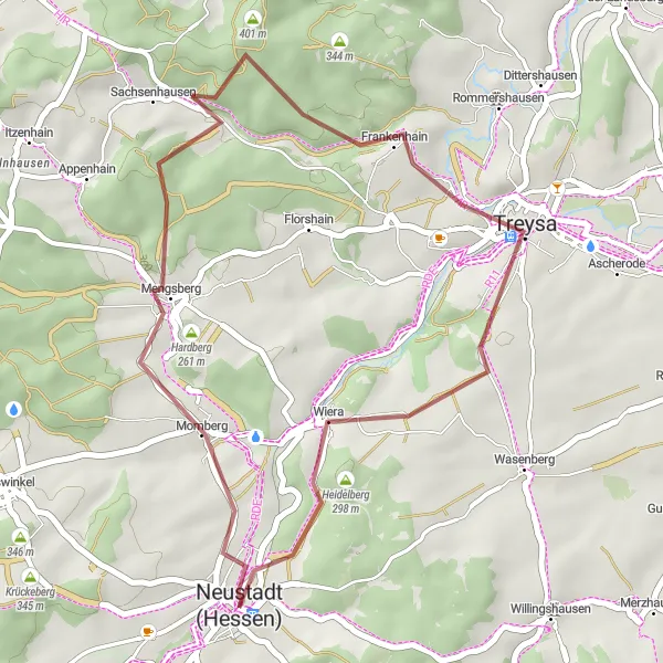 Karten-Miniaturansicht der Radinspiration "Kultur und Natur in Mittelhessen" in Gießen, Germany. Erstellt vom Tarmacs.app-Routenplaner für Radtouren