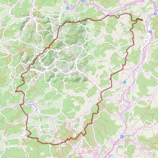 Map miniature of "Epic Gravel Adventure through Reizberg and Altenberg" cycling inspiration in Gießen, Germany. Generated by Tarmacs.app cycling route planner