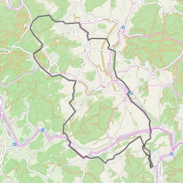 Map miniature of "Road Cycling Adventure from Gedankenspiel" cycling inspiration in Gießen, Germany. Generated by Tarmacs.app cycling route planner
