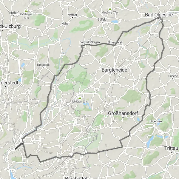 Karten-Miniaturansicht der Radinspiration "Alsterdorf - Rahlstedt Rundtour" in Hamburg, Germany. Erstellt vom Tarmacs.app-Routenplaner für Radtouren