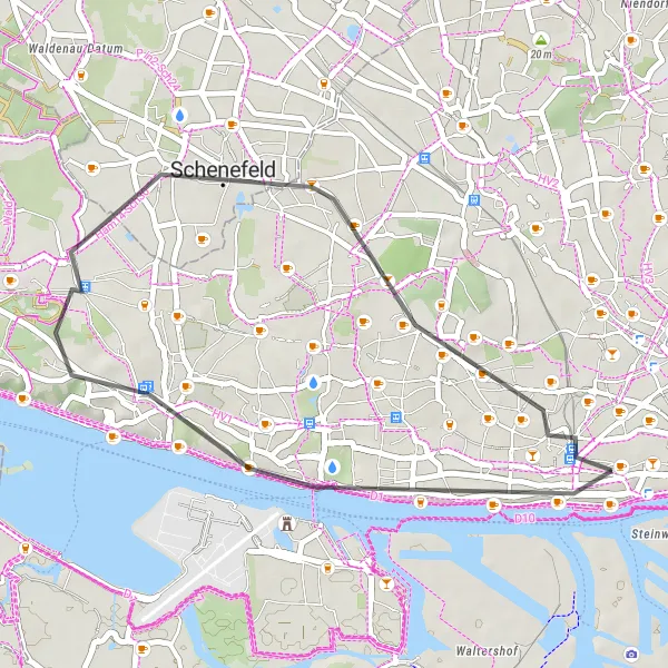 Karten-Miniaturansicht der Radinspiration "Elbvororte Rundtour" in Hamburg, Germany. Erstellt vom Tarmacs.app-Routenplaner für Radtouren