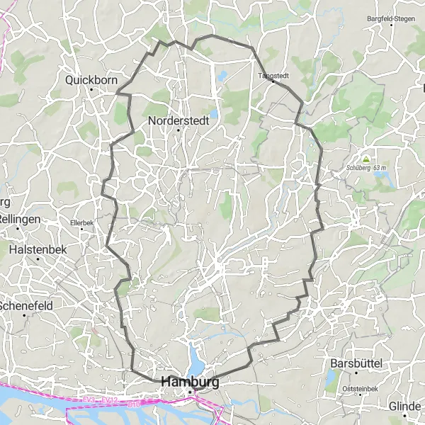 Map miniature of "Northwestern Scenic Loop" cycling inspiration in Hamburg, Germany. Generated by Tarmacs.app cycling route planner