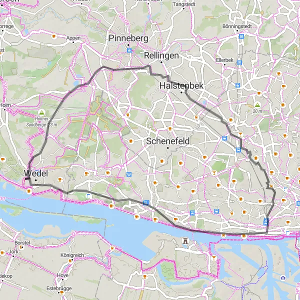 Karten-Miniaturansicht der Radinspiration "Elbe und Alster Tour" in Hamburg, Germany. Erstellt vom Tarmacs.app-Routenplaner für Radtouren