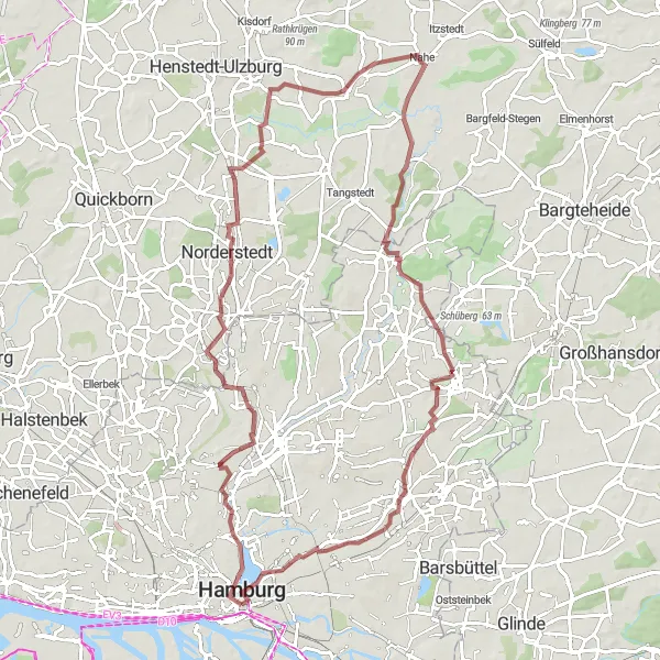 Karten-Miniaturansicht der Radinspiration "Gravel Tour durch die Natur" in Hamburg, Germany. Erstellt vom Tarmacs.app-Routenplaner für Radtouren