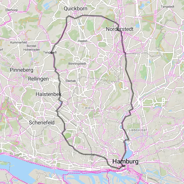 Map miniature of "Altona Road" cycling inspiration in Hamburg, Germany. Generated by Tarmacs.app cycling route planner