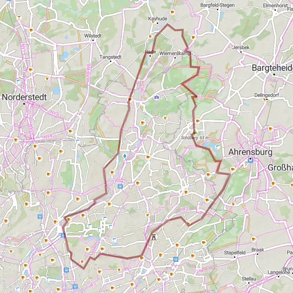 Karten-Miniaturansicht der Radinspiration "Kultur und Natur auf graveligen Wegen entdecken" in Hamburg, Germany. Erstellt vom Tarmacs.app-Routenplaner für Radtouren