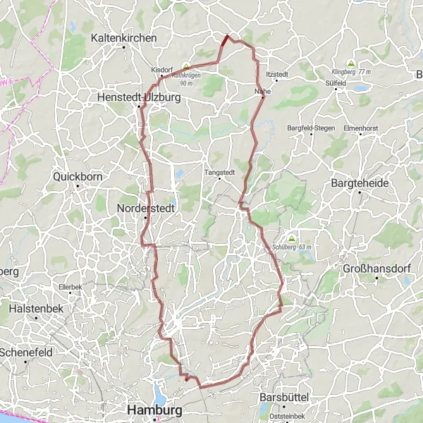 Karten-Miniaturansicht der Radinspiration "Rund um Barmbek-Süd auf dem Gravelbike" in Hamburg, Germany. Erstellt vom Tarmacs.app-Routenplaner für Radtouren