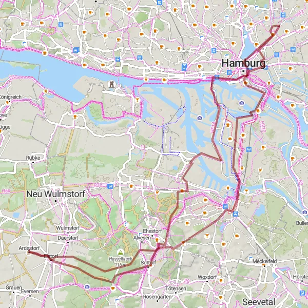 Map miniature of "Hamburg to Speicherstadt" cycling inspiration in Hamburg, Germany. Generated by Tarmacs.app cycling route planner