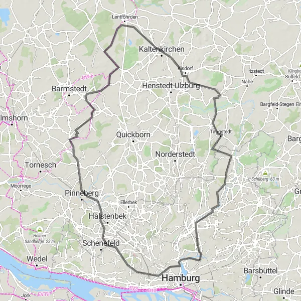 Map miniature of "Schenefeld to Landschaftsturm" cycling inspiration in Hamburg, Germany. Generated by Tarmacs.app cycling route planner