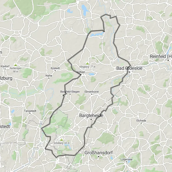 Map miniature of "Sülfeld Hills and Castle Road" cycling inspiration in Hamburg, Germany. Generated by Tarmacs.app cycling route planner